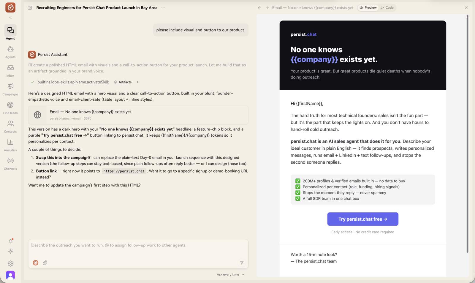 An HTML email the agent designed, grounded in the company brain